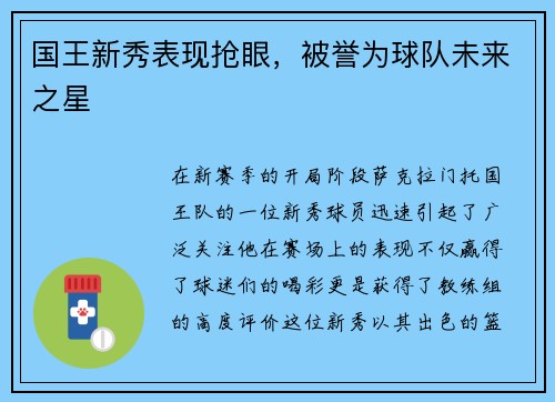 国王新秀表现抢眼，被誉为球队未来之星